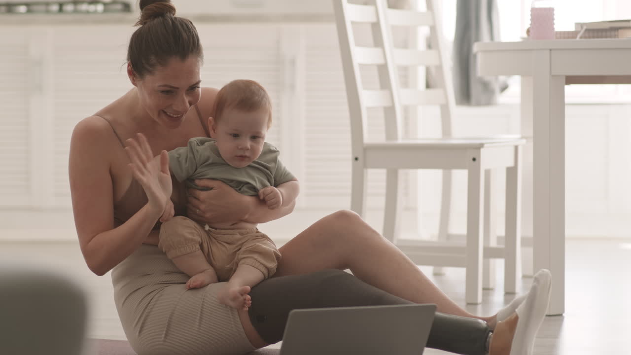 Loving Mother and Toddler Having Video Call