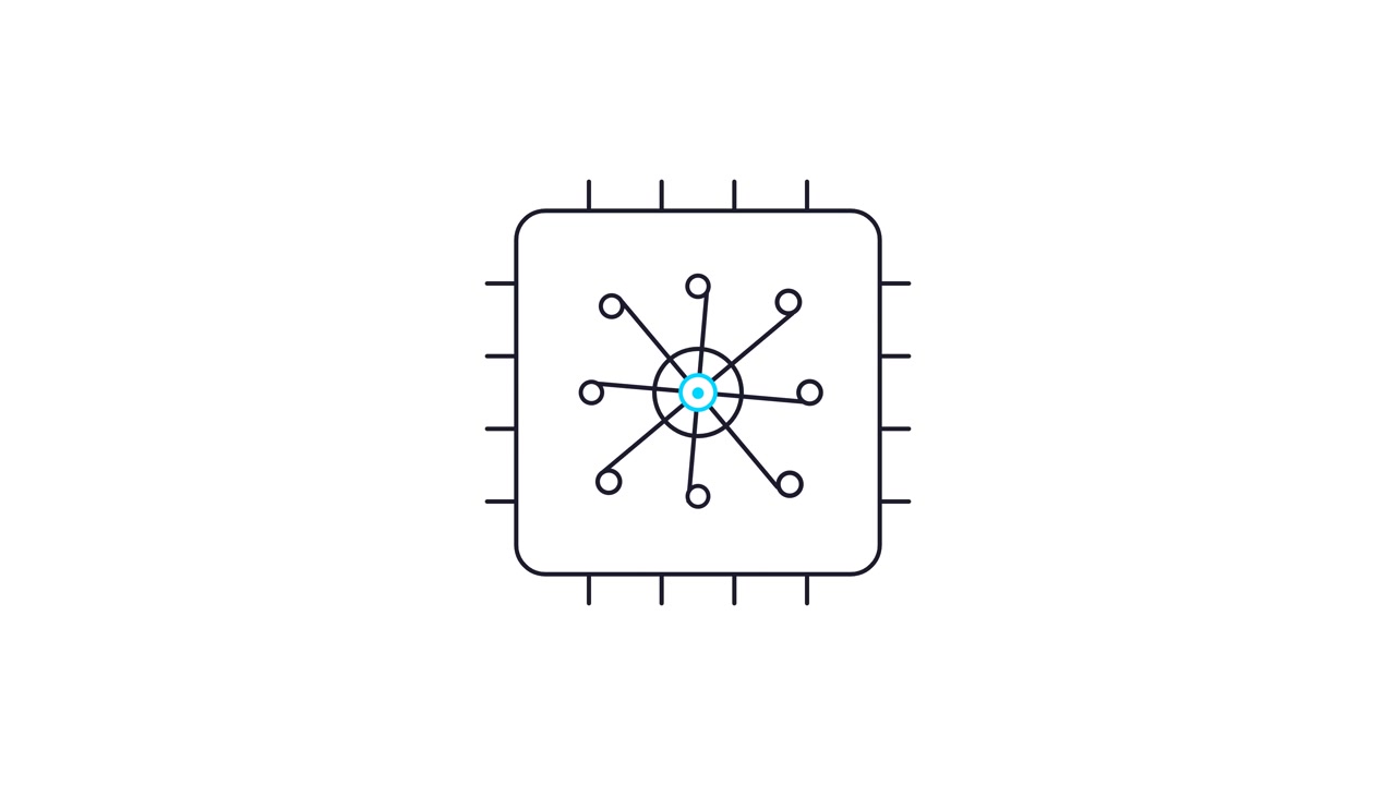 Animated Line Drawing of a Microchip Processor