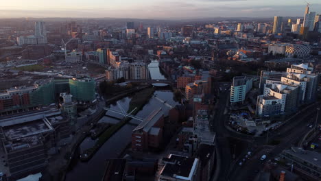 leeds city in the northern english county of yorkshire, england, uk. aerial drone shot