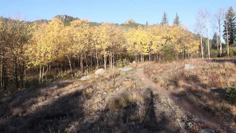 a hiker walks alone towards the camera