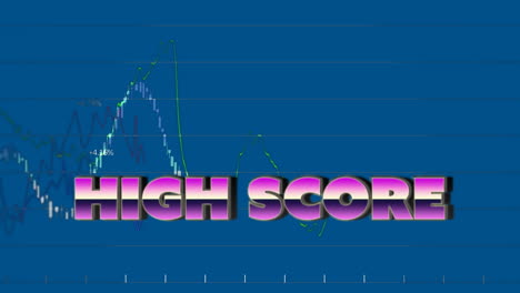 animation of high score in blue space with financial graphs