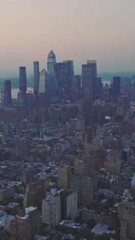 urban canyon road in manhattan with busy car traffic