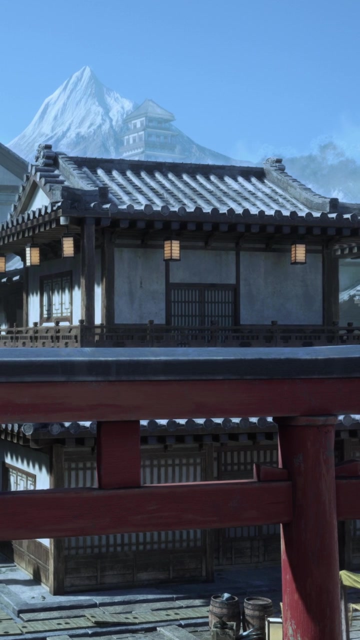 Architettura tradizionale in un villaggio asiatico storico con strutture in legno