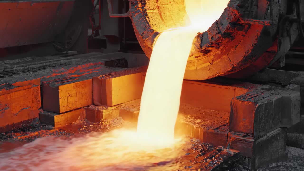 녹은 금속을 주조장에서 부어 넣는 것