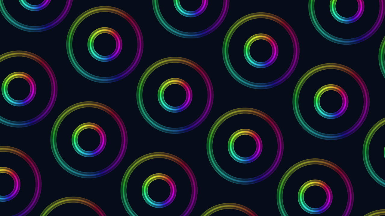 un arco iris dinámico rodea un patrón vibrante sobre un fondo negro
