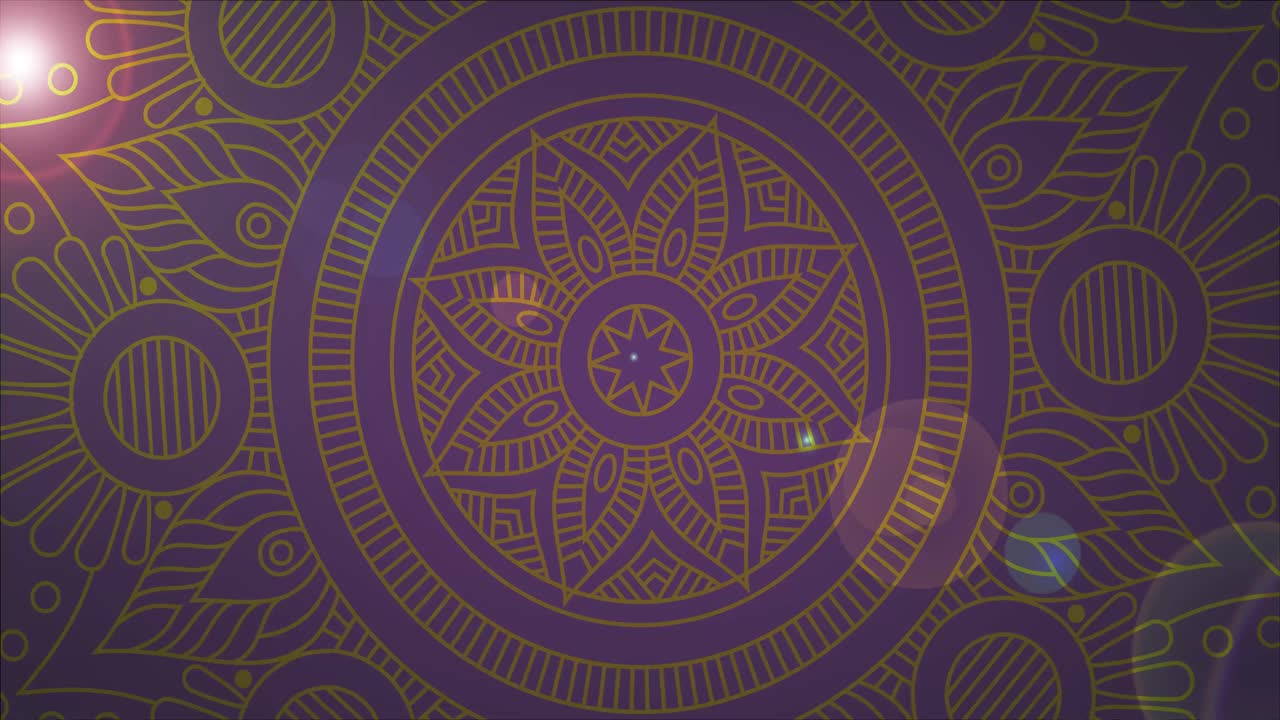 Sfondo animato islamico con mandala in movimento, glitter scintillanti e lens flare