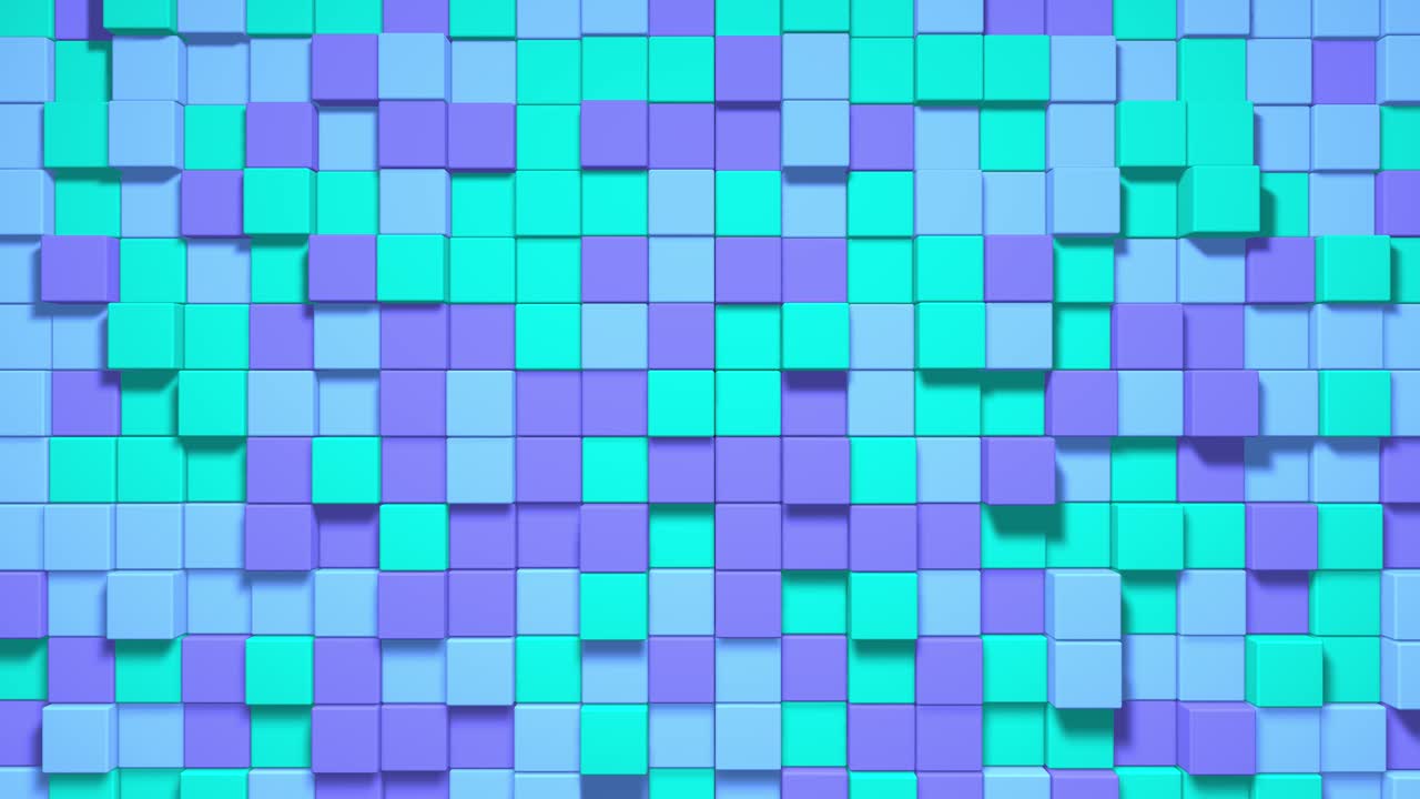 movimiento dinámico cúbico ondulado verde, azul, vívido, púrpura. fondo animado. 4k cúbico único. cubos abstractos de colores. bucle sin costuras