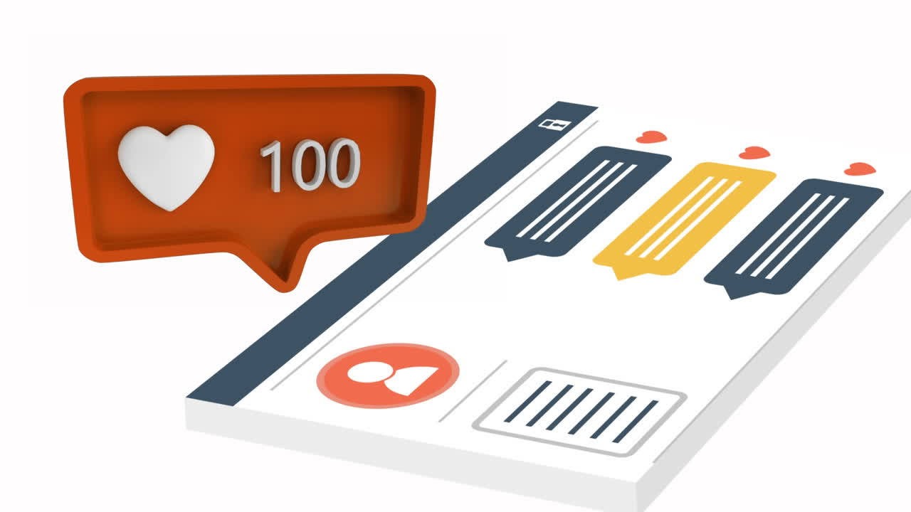 icono del corazón con un número creciente en las redes sociales