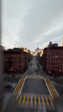 fast-paced city street view