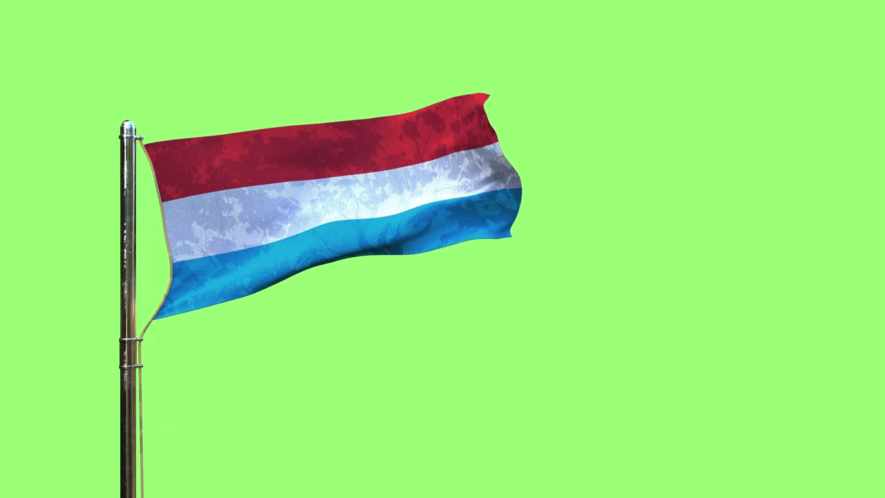 waving flag of Luxembourg for day of the flag on green screen, isolated