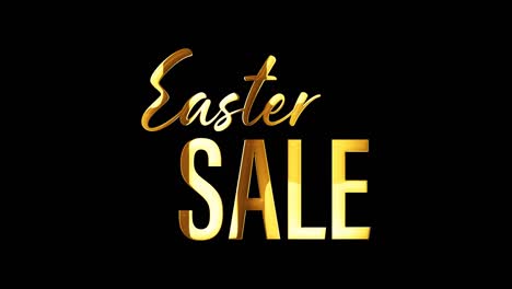 4k 3d seamless looping easter sale text animation for sales promotional effect element. easter sale golden text light loop animation concept isolate using quicktime alpha channel prores 4444.