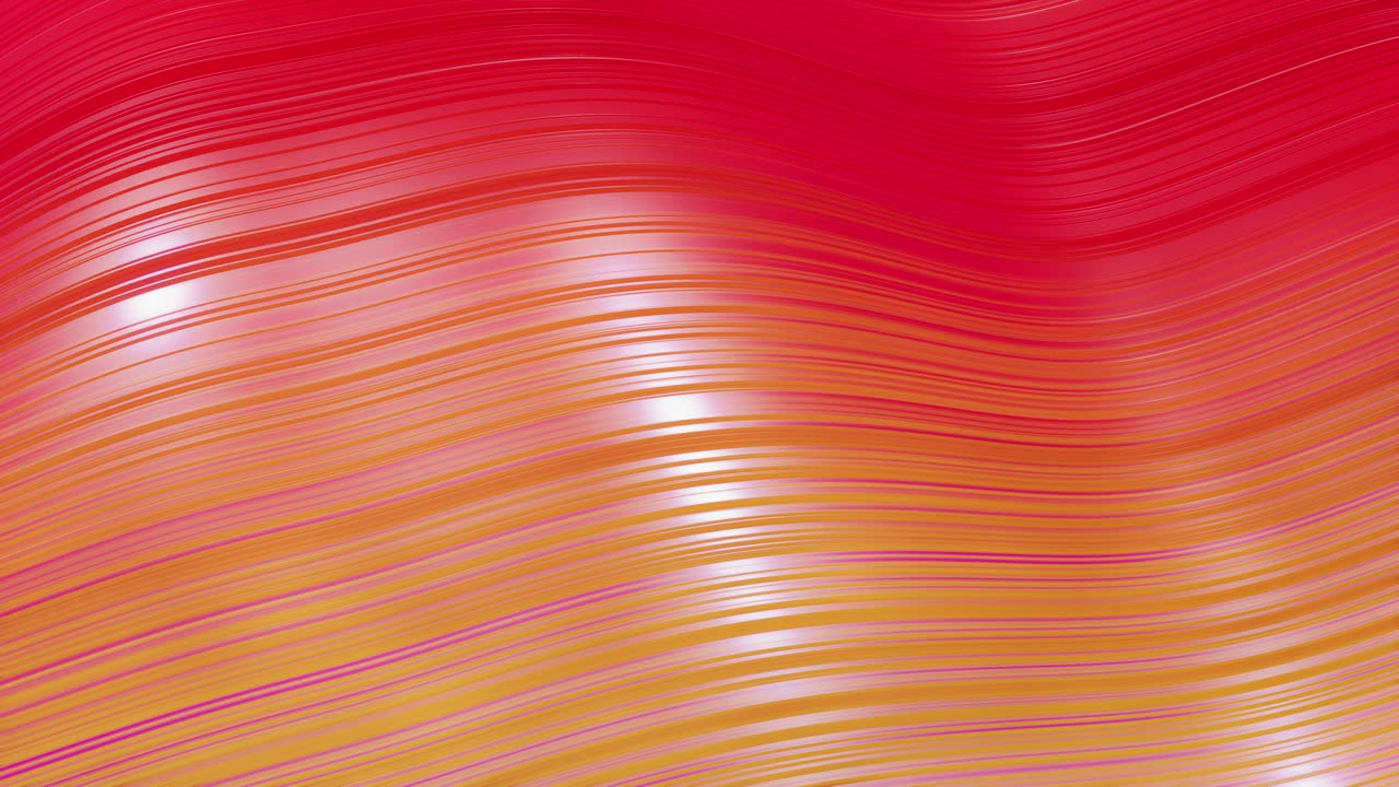 표면에 파동의 아름다운 추상적인 배경, 빨간색과 노란색 색의 그라디언트, 액체에 파동이나 파동이 있는 줄무 직물 표면으로 스프루드 된 선.