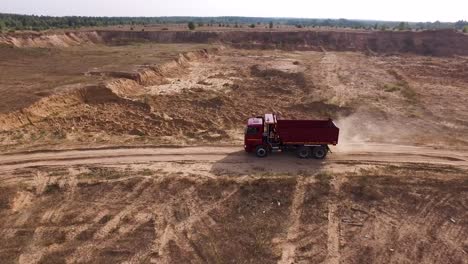 dump truck in a sand quarry