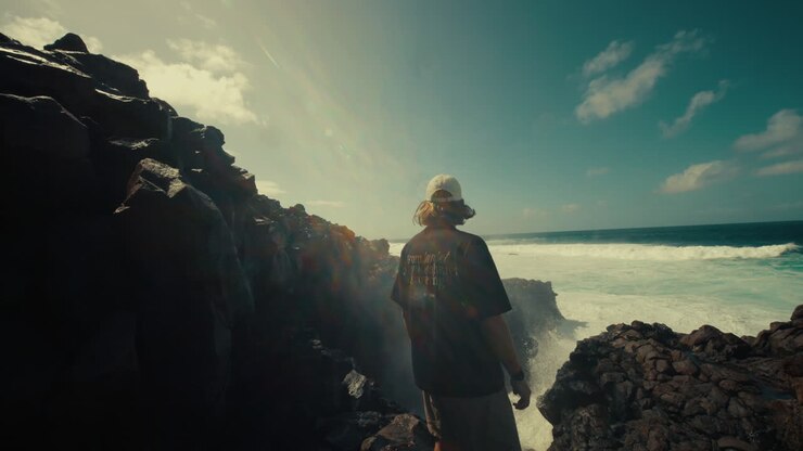 Man at the Shore, Volcanic Coastline