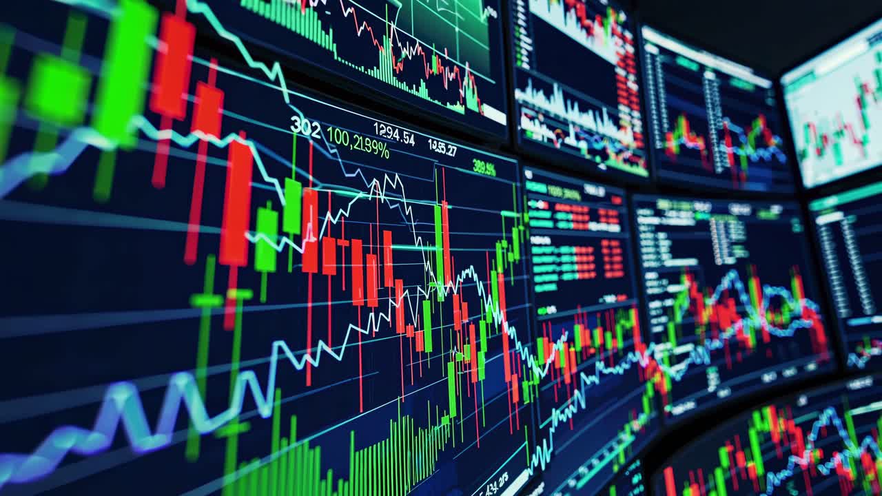 Dynamic Financial Stock Market Charts Displaying Real-Time Data