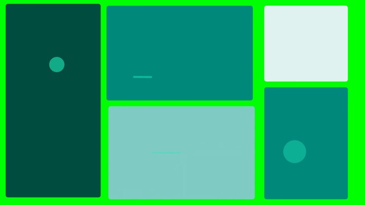 Abstract Motion Graphics with Rotating Lines and Circles on Green Background