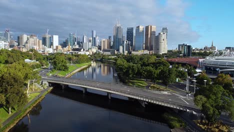 drone shot of melbourne in covid lockdown during the day