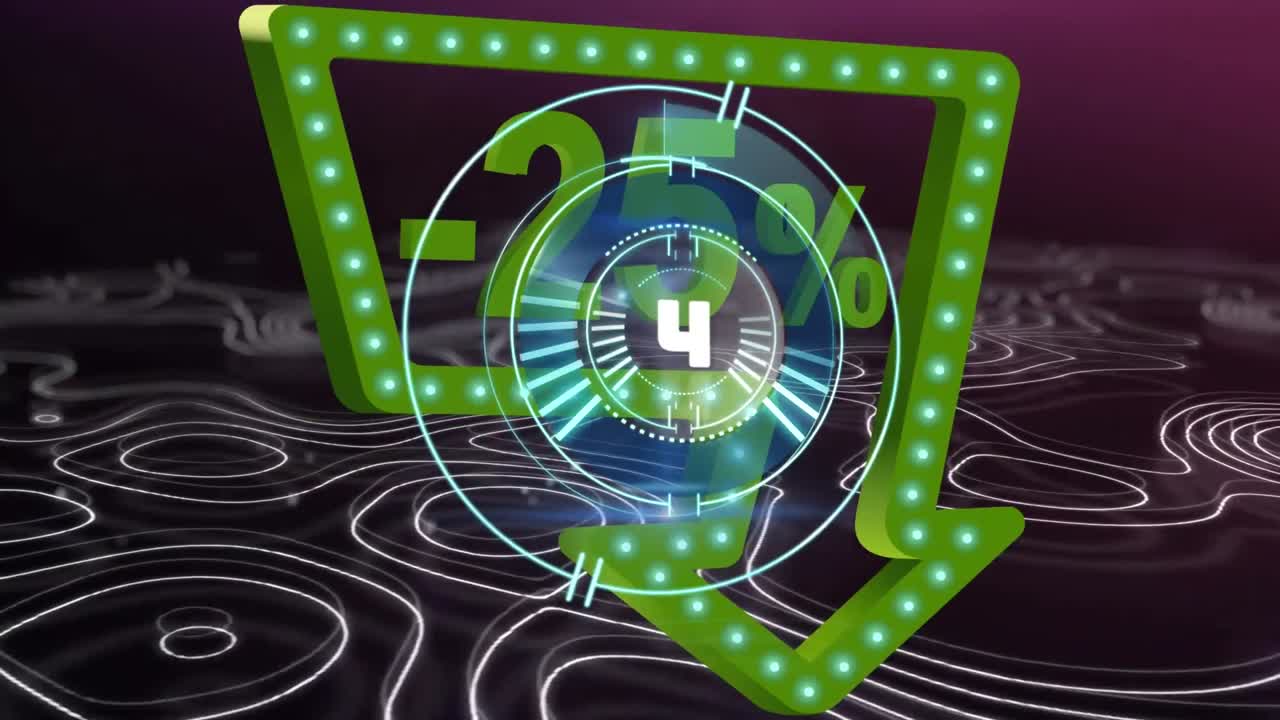 검은 바탕에 -25 퍼센트 텍스트와 범위 스캐닝의 애니메이션