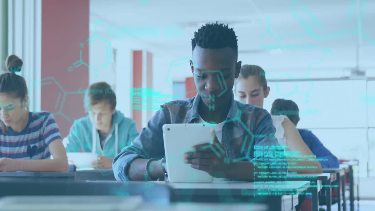 Animation of dna strand diagrams and data processing over diverse children in school class