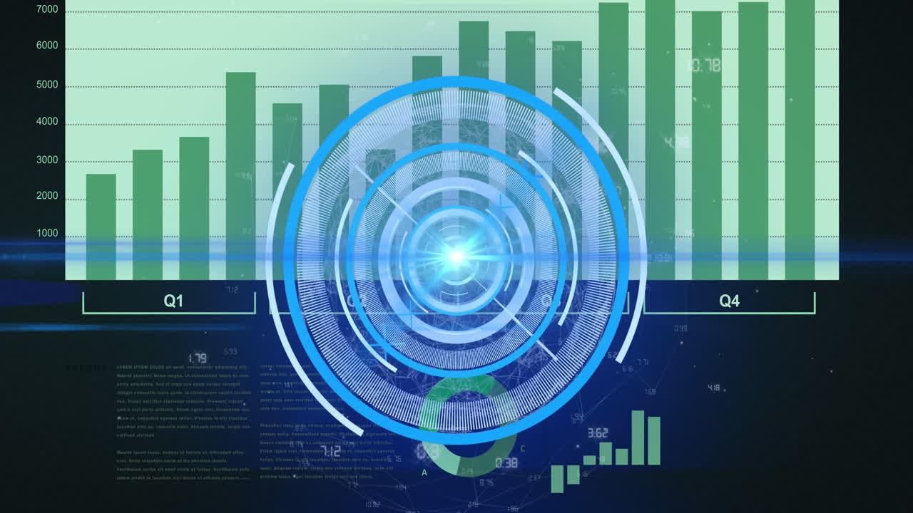 Animation of processing circle on scientific graph and data