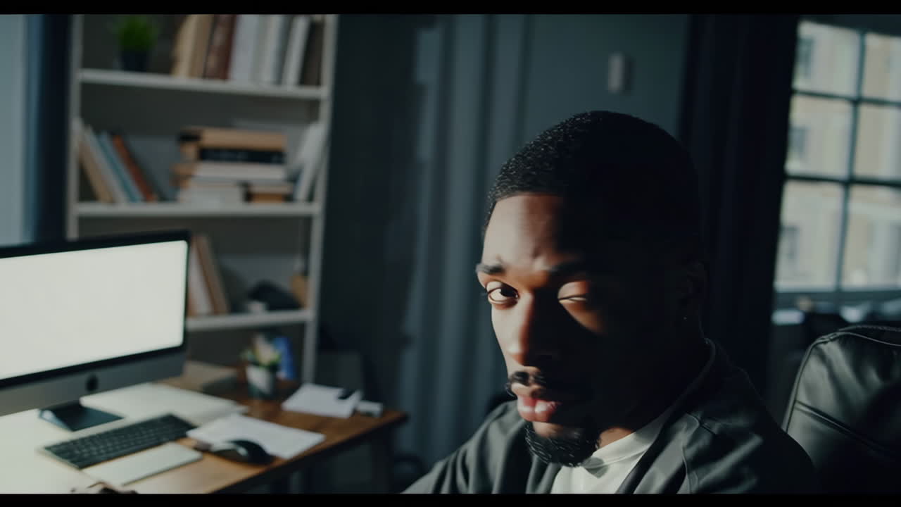 Close-up of a man in an office setting