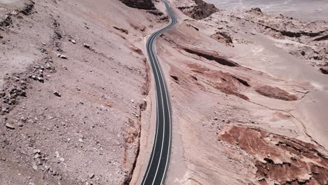 san pedro de atacama in the middle of the chilean desert aerial above highway in sandy terrain infinite vast plateau tourism in latin america