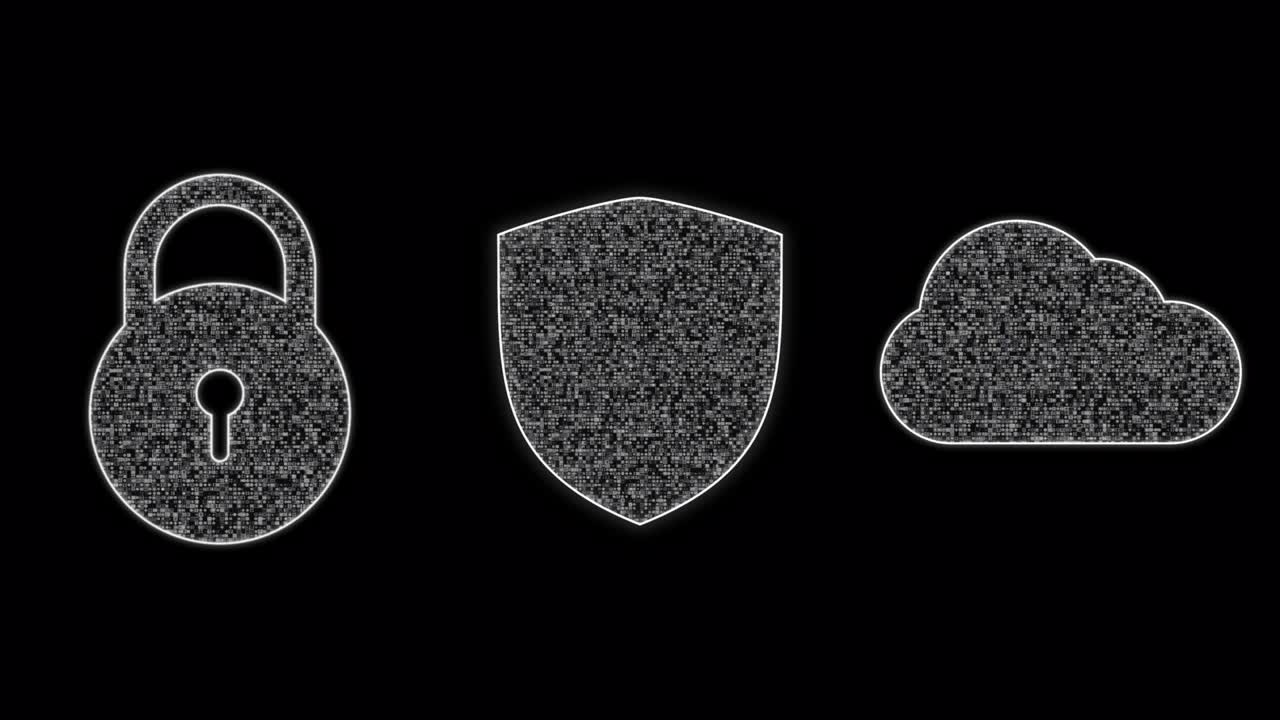 트랜지션 키 로고와 드 로고와 클라우드 로고의 모션 그래픽 추상적인 배경 알파 채널 포함