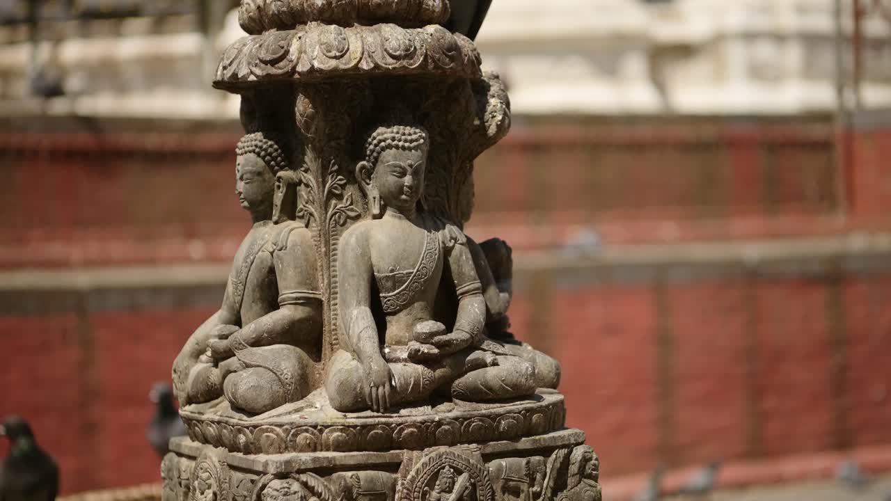 Buddha Statue in Kathmandu in Nepal at a Buddhist Temple, Close Up of Buddha Sitting Stone Statue, a Religious Symbol in Buddhism
