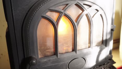stove in which a fire burns