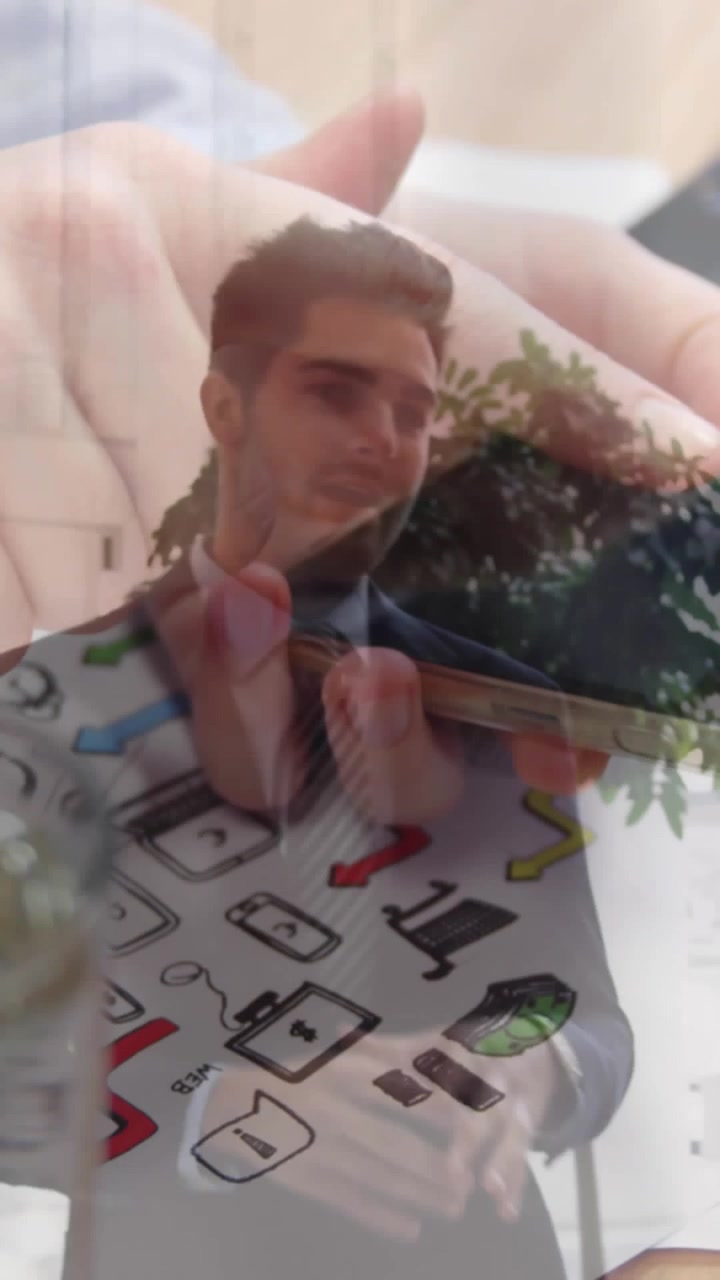 Animation of diverse business people walking and hands using smartphone