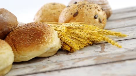 various types of breads with wheat grains