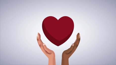 detener la campaña de racismo con manos interraciales levantando el corazón