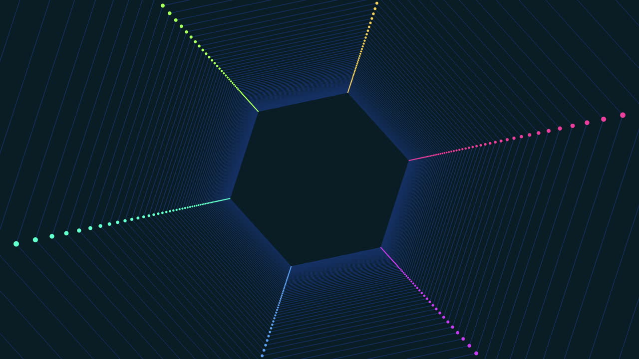 Vibrant hexagonal pattern with colorful lines creating striking visuals