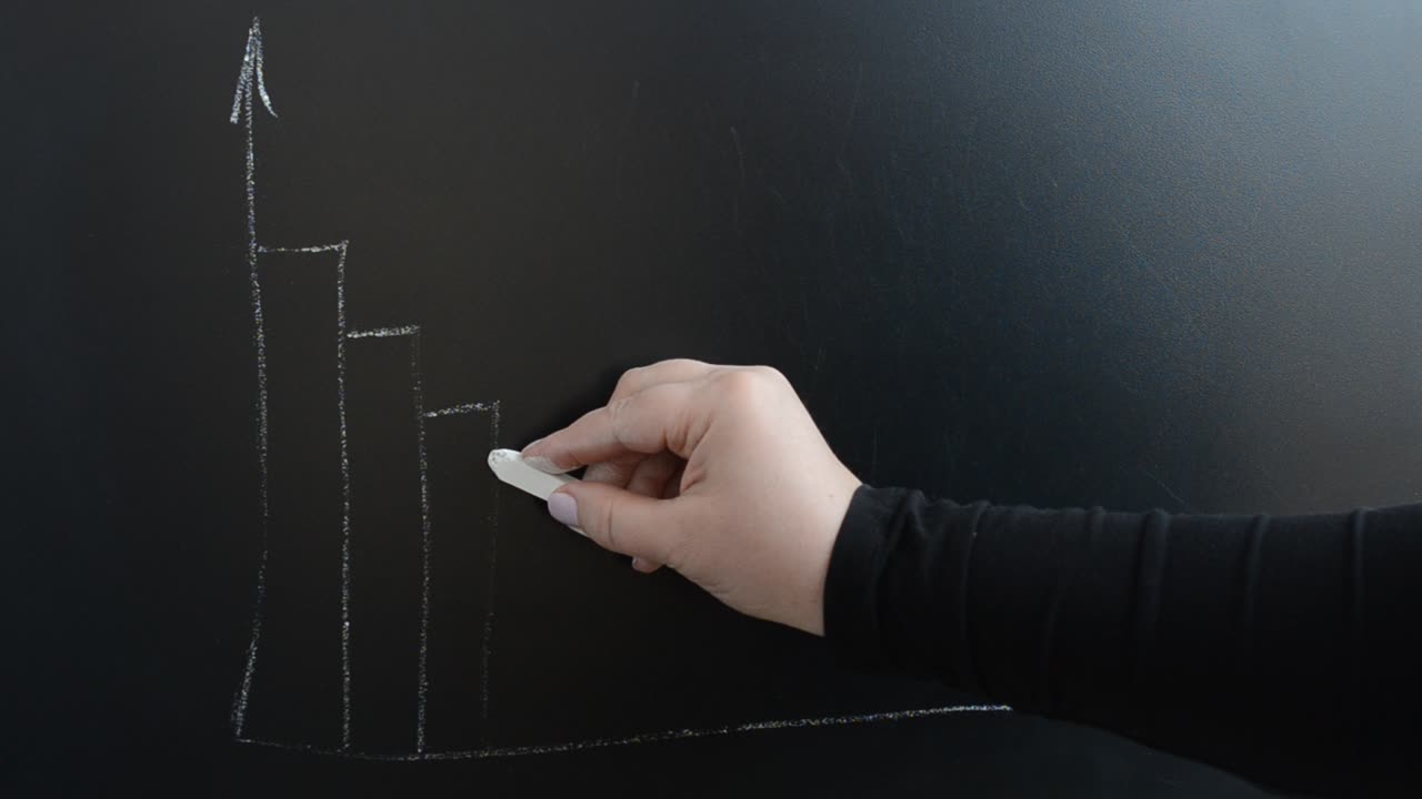 We draw business the schedule on a board. We write with chalk on a board