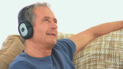 casual man listening to music