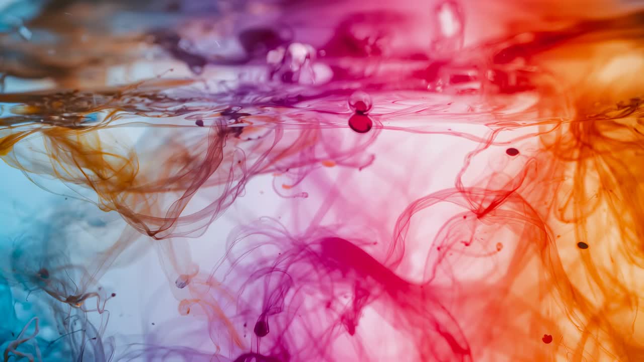 Menjatuhkan pewarna ke dalam tangki kaca, gumpalan magenta tengah mengembang di studio, menampilkan difusi warna
