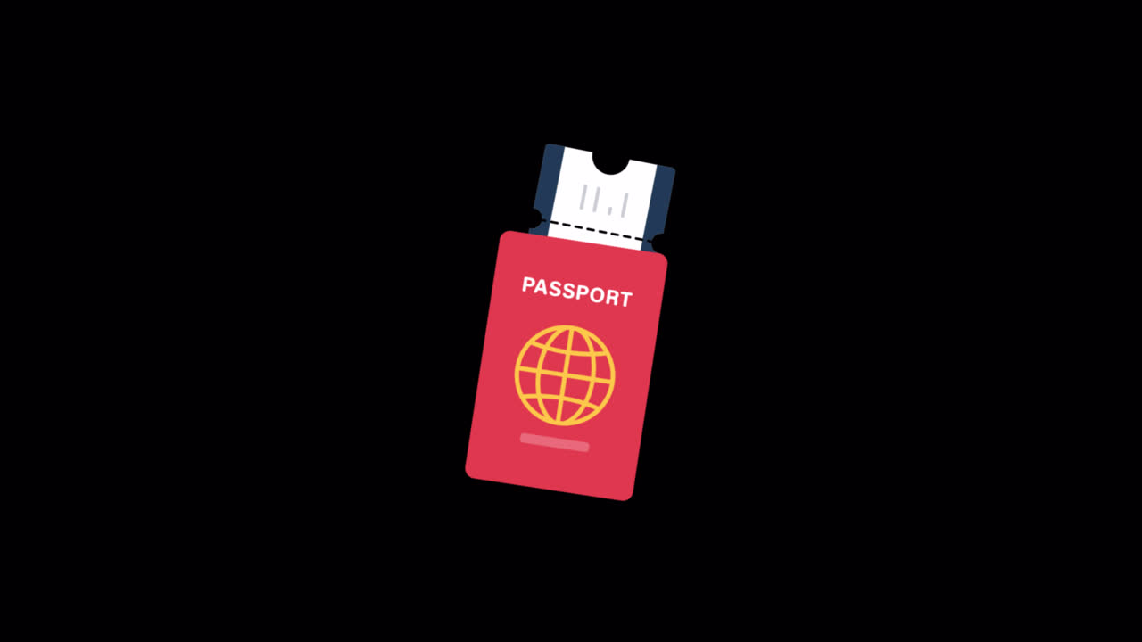 Animasi Paspor dan Boarding Pass Desain Datar