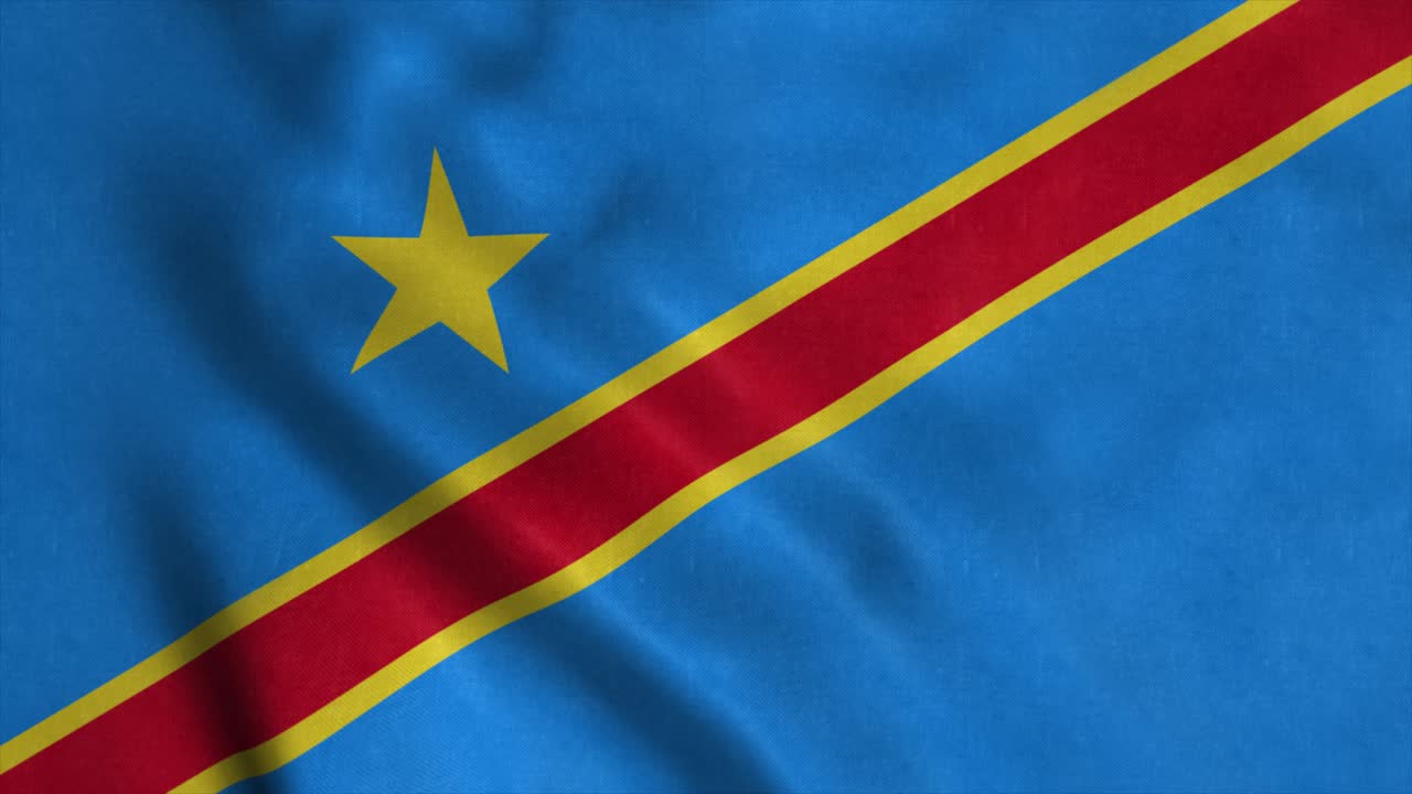 bandera del congo ondeando en el viento. bandera nacional república democrática del congo
