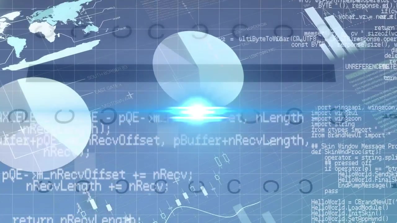 Animation of financial data processing over caucasian business people numbers