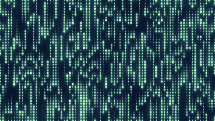 Futuristic Green Digital Data Flowing Grid Pattern