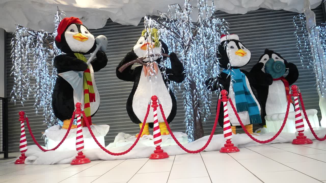 Christmas penguins on display to highlight the impending holidays
