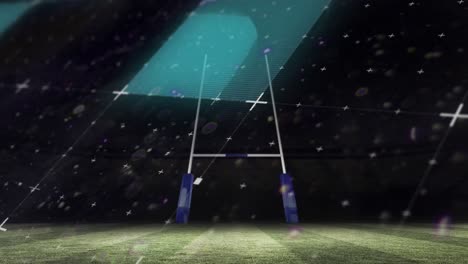 Animation-of-scanner-processing-data-over-rugby-goal-on-pitch