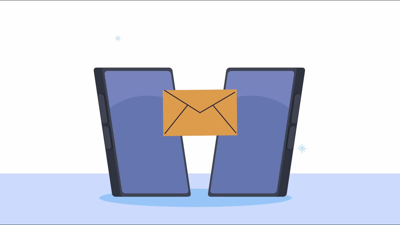 smartphones devices with envelope animation