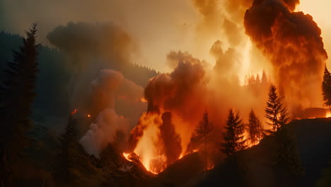 a massive mountain fire engulfs the landscape