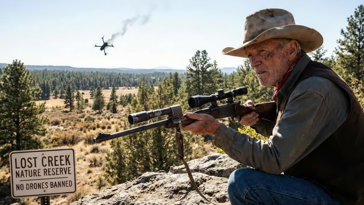 Mann skyter ned drone i naturreservat