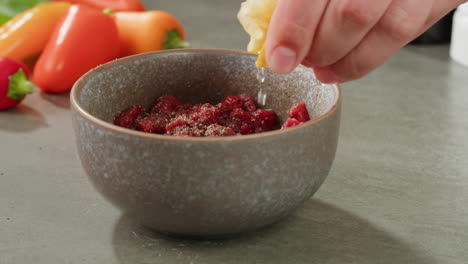preparing beef carpaccio