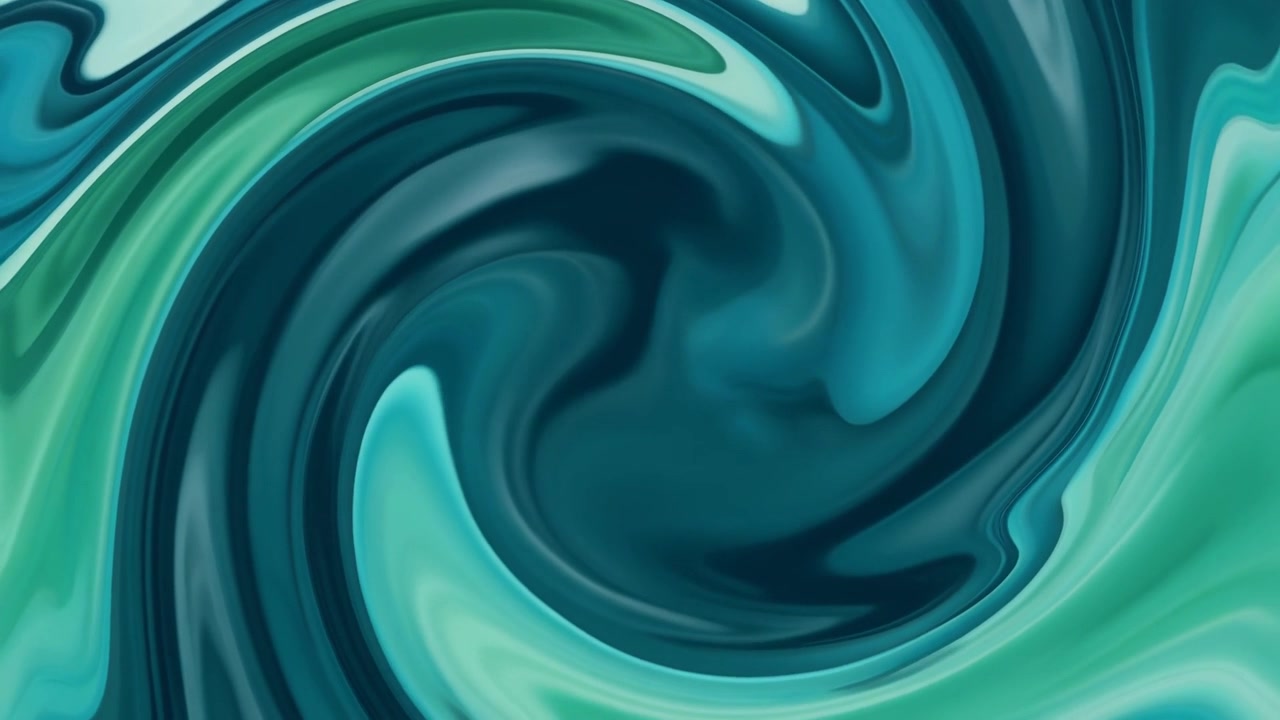 Animazione Astratta di Spirali Liquide nelle Tonalità del Verde Acqua e del Verde