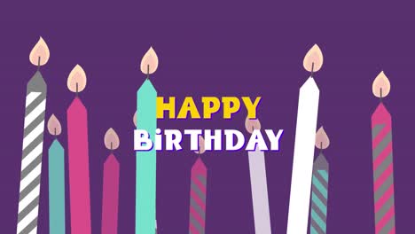 digital animation of green light trail moving around happy birthday text against multiple burning ca