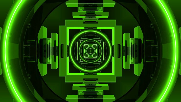 Green loop abstract geometric cycle background tunnel