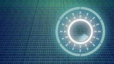 round scanner over binary coding data processing against blue background